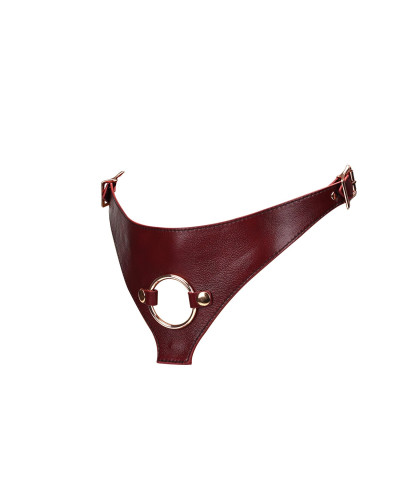 Кожаные трусы для страпона Liebe Seele Wine Red Strap on Harness, универсальный размер - Фото №3
