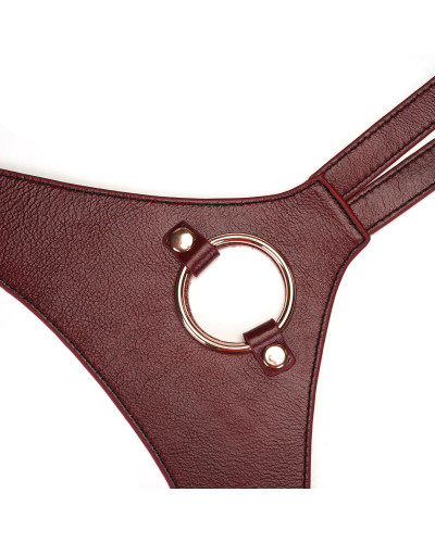 Кожаные трусы для страпона Liebe Seele Wine Red Strap on Harness, универсальный размер - Фото №5