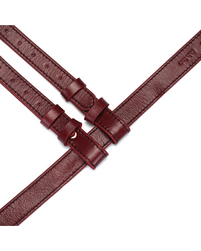 Кожаные трусы для страпона Liebe Seele Wine Red Strap on Harness, универсальный размер - Фото №6