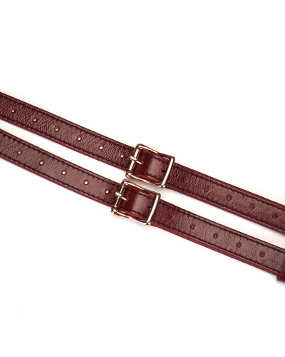 Кожаные трусы для страпона Liebe Seele Wine Red Strap on Harness, универсальный размер - Фото №7