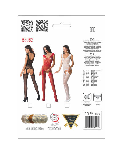 Сітчастий бодістокінг Passion BS062 One Size, White, комбінезон, імітація панчіх, відкритий доступ - Фото №5