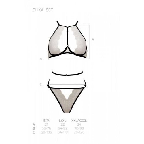 Комплект белья Passion CHIKA SET, L/XL, cream, топ, трусики