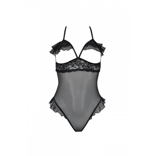 Еротичне боді Passion DOLLY BODY, L/XL, black, з відкритими чашками