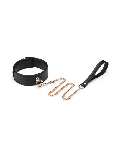 Нашийник з повідцем Liebe Seele Black Organosilicon Collar with Leash, екошкіра - Фото №1