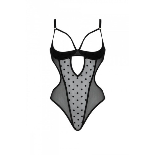 Еротичне боді Passion MARINA BODY, S/M, black, з відкритими чашками