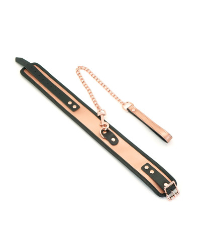 Широкий нашийник з повідцем Liebe Seele Rose Gold Memory Collar with Leash, натуральна шкіра - Фото №2