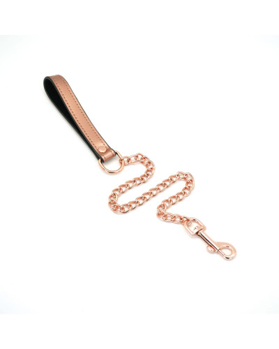 Широкий нашийник з повідцем Liebe Seele Rose Gold Memory Collar with Leash, натуральна шкіра - Фото №4
