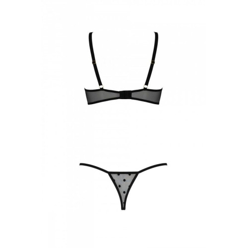 Эротический комплект Passion MARINA SET WITH OPEN BRA, S/M, black, открытые чашки