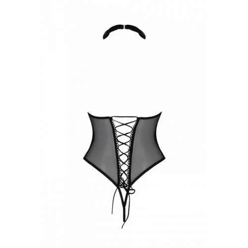 Еротичне боді Passion TRISHA BODY, L/XL, black, з відкритими чашками