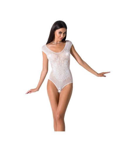 Бодістокінг Passion BS064 One Size, White, боді, закрите плече, відкритий доступ - Фото №1