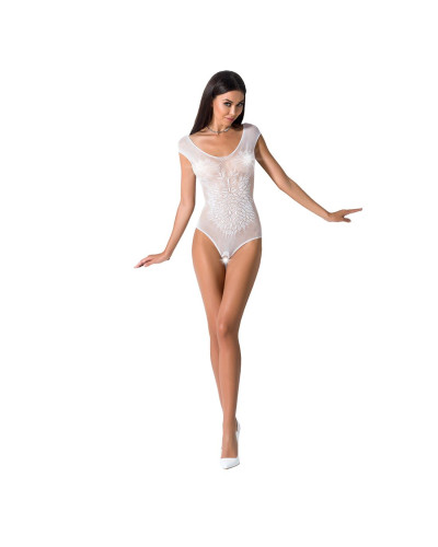 Бодістокінг Passion BS064 One Size, White, боді, закрите плече, відкритий доступ - Фото №2