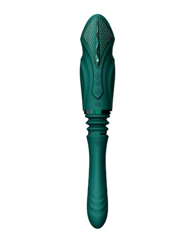 Компактная смарт секс-машина Zalo – Sesh Turquoise Green, 2 насадки, пульт ДУ, кристалл Swarovski - Фото №4