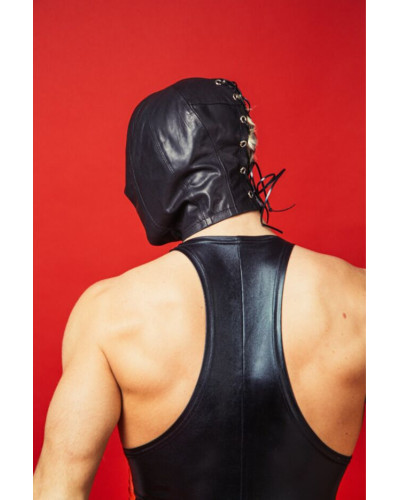 Закрытый кожаный капюшон D&A Deprivation mask Leather - Фото №2