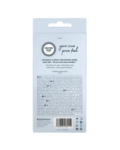 Презервативи Mister Size - pure feel - 57 (10 condoms), товщина 0,05 мм (м'ята упаковка!!!) - Фото №4