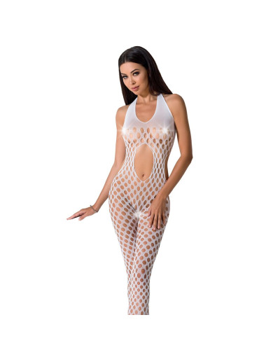 Сексуальний бодістокінг Passion BS065 One Size, White, комбінезон, велика сітка - Фото №1
