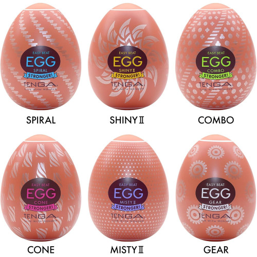 Набір мастурбаторів-яєць Tenga Egg Hard Boilded II Pack (6 яєць), щільний TPE, опукла текстура