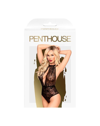 Боді з глибоким декольте та високими трусиками Penthouse - Toxic Powder Black S/M - Фото №3