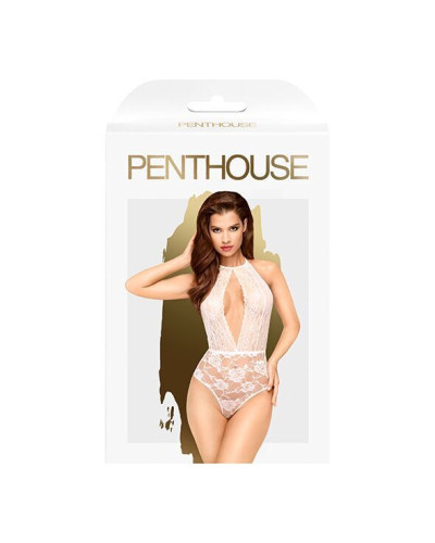 Боди с глубоким декольте и высокими трусиками Penthouse - Toxic Powder White S/M - Фото №3