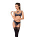 Комплект белья Passion Exclusive GISELE SET XXL/XXXL, black, лиф, трусики с пажами - Фото №1