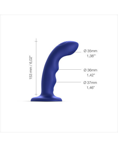 Насадка для страпона з подвійною точковою пульсацією Strap-On-Me TAPPING DILDO WAVE – NIGHT BLUE, М - Фото №2