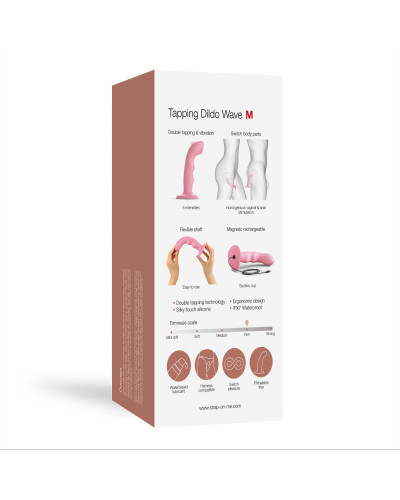 Насадка для страпона с двойной точечной пульсацией Strap-On-Me TAPPING DILDO WAVE – CORAL PINK, М - Фото №6