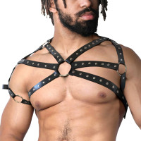 Мужская портупея Art of Sex - Ares , натуральная кожа, цвет Черный, размер L-2XL