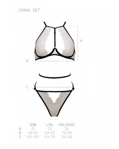 Комплект білизни Passion CHIKA SET, L/XL, cream, топ, трусики - Фото №5
