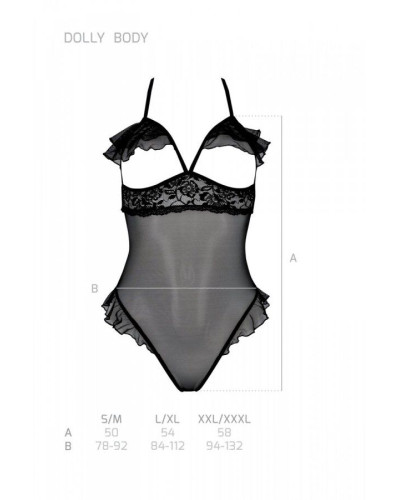 Еротичне боді Passion DOLLY BODY, XXL/XXXL, black, з відкритими чашками - Фото №4