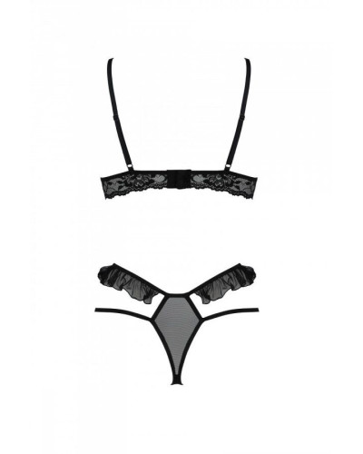 Эротический комплект Passion DOLLY SET, XXL/XXXL, black, с открытыми чашками - Фото №4