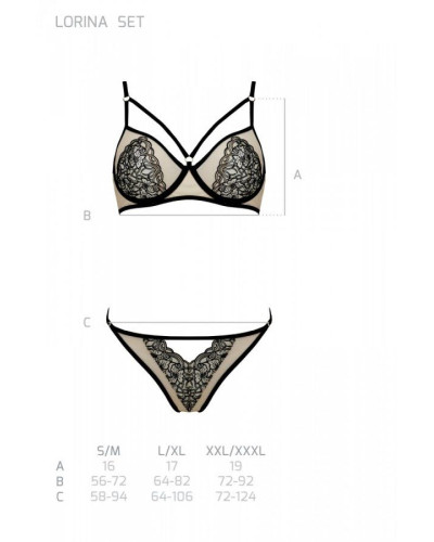 Комплект Passion LORINA SET, XXL/XXXL, beige, бюстгальтер и трусики - Фото №5