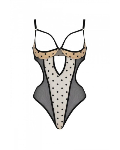 Эротическое боди Passion MARINA BODY, L/XL, beige, с открытыми чашками - Фото №3