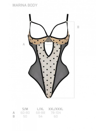 Эротическое боди Passion MARINA BODY, L/XL, beige, с открытыми чашками - Фото №5