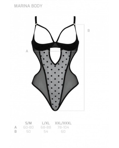 Эротическое боди Passion MARINA BODY, XXL/XXXL, black, с открытыми чашками - Фото №5