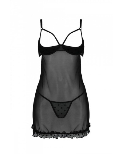 Эротический пеньюар Passion MARINA CHEMISE, XXL/XXXL, black - Фото №3