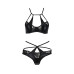 Комплект белья Passion Exclusive NAVEL SET S/M, black, трусики и лиф с элементами под латекс - Фото №5