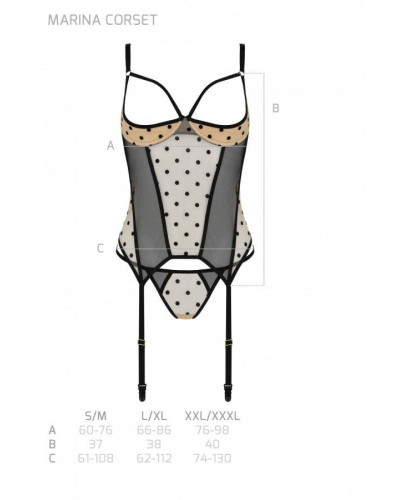 Корсет Passion MARINA CORSET, L/XL, beige, з відкритими чашками - Фото №5