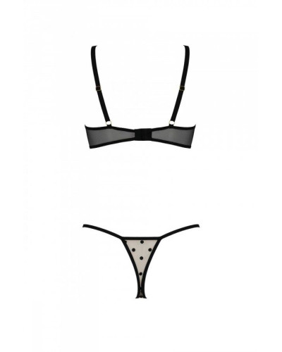 Еротичний комплект Passion MARINA SET WITH OPEN BRA, XXL/XXXL, beige, відкриті чашки - Фото №4