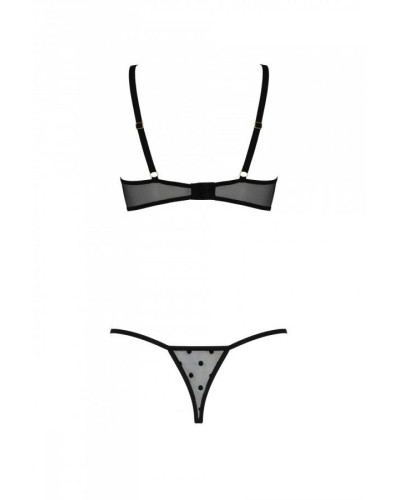 Еротичний комплект Passion MARINA SET WITH OPEN BRA, S/M, black, відкриті чашки - Фото №4