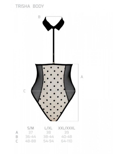 Еротичне боді Passion TRISHA BODY, S/M, beige, з відкритими чашками - Фото №5