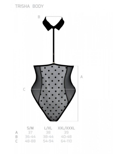 Еротичне боді Passion TRISHA BODY, S/M, black, з відкритими чашками - Фото №5