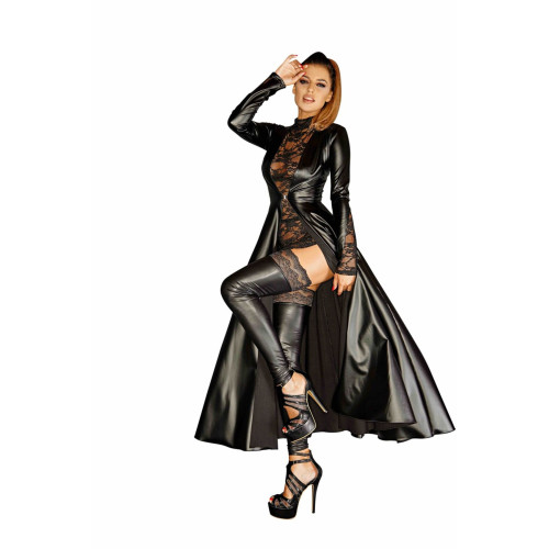 Платье-плащ с мокрым эффектом Noir Handmade F128C Powerwetlook gown coat, S