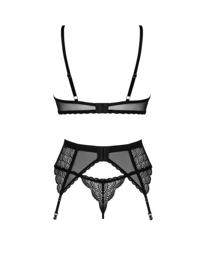 Комплект Obsessive Chemeris 3-pcs set XL/2XL, стрінги, пояс для панчіх, бюстгальтер - Фото №4