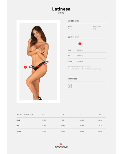 Трусики з доступом Obsessive Latinesa crotchless thong M/L Новинка - Фото №7