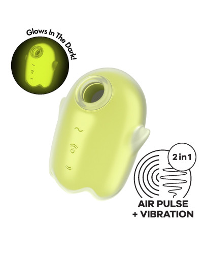 Вакуумний кліторальний стимулятор з вібрацією Satisfyer Glowing Ghost Yellow, світиться в темряві - Фото №1