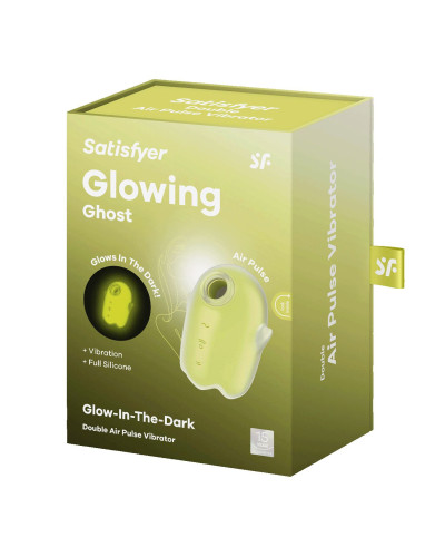 Вакуумний кліторальний стимулятор з вібрацією Satisfyer Glowing Ghost Yellow, світиться в темряві - Фото №7