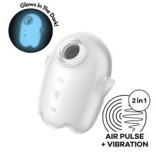 Вакуумный клиторальный стимулятор с вибрацией Satisfyer Glowing Ghost White, светится в темноте