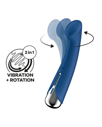 Вібратор з ротацією Satisfyer Spinning G-Spot 1 Blue, плоский майданчик для стимуляції точки G - Фото №1
