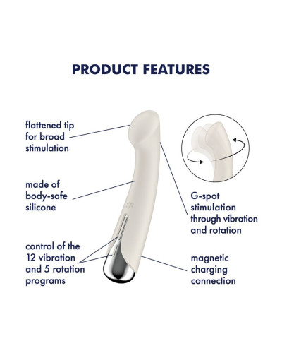 Вибратор с ротацией Satisfyer Spinning G-Spot 1 Beige, плоская площадка для стимуляции точки G - Фото №7