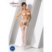 Сітчасті колготки-бодістокінги Passion S013 One Size, White, імітація панчіх та пояса з гартерами - Фото №2