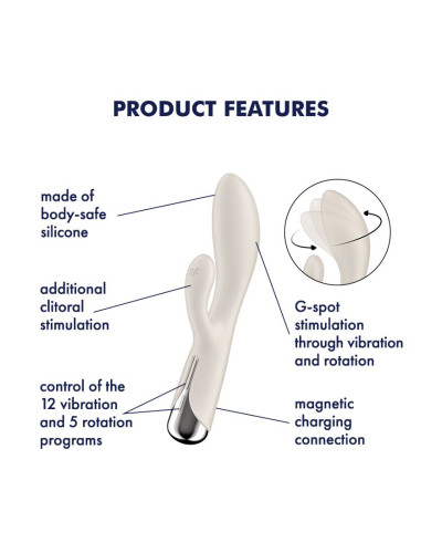 Вибратор-кролик с ротацией Satisfyer Spinning Rabbit 1 Beige, 3 мотора - Фото №7